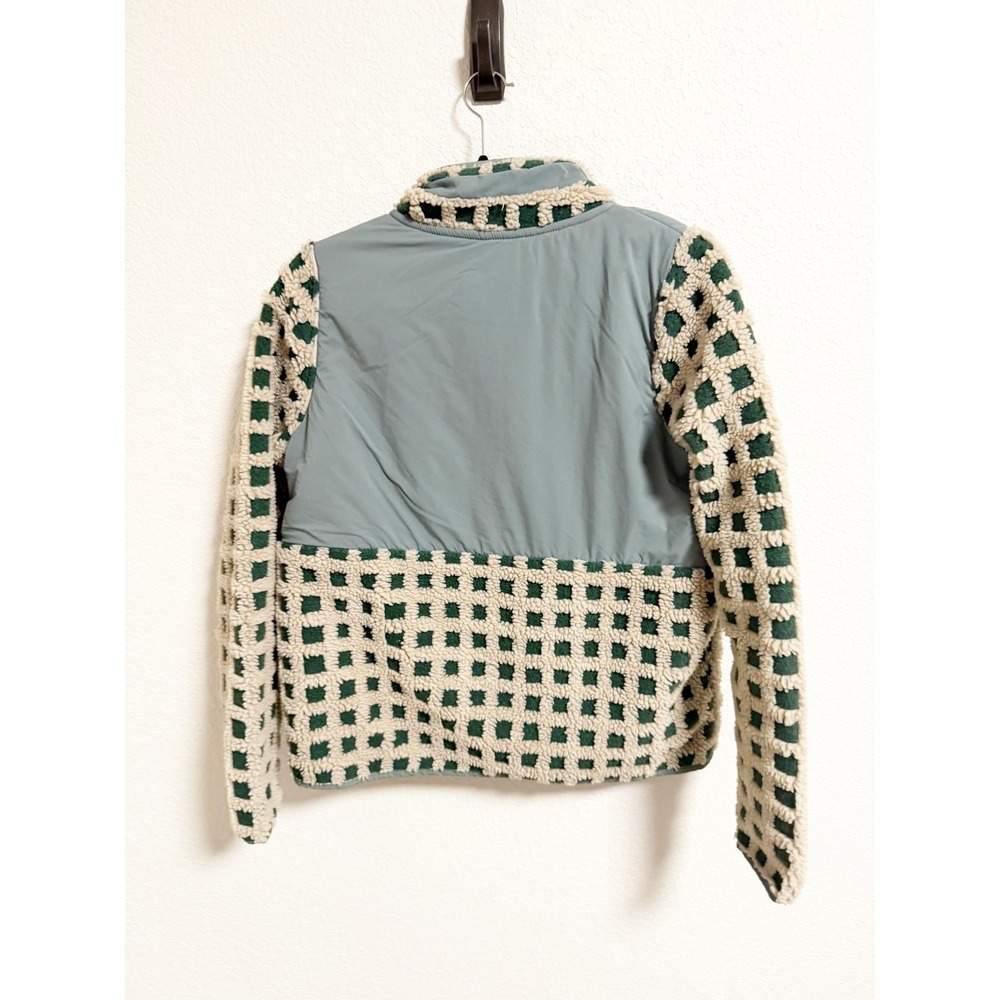 Deco Supply Womens Zephyr Snap Fleece Jacket Relaxed Fit Green Cream Medium - Picture 3 of 5
